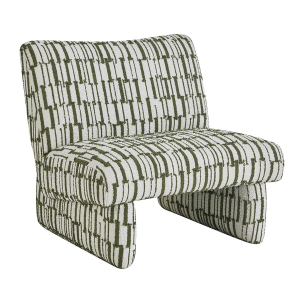 Uttermost Willa Curved Accent Chair with Moss Stripe Eyelash Fringe Upholstery