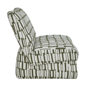 Uttermost Willa Curved Accent Chair with Moss Stripe Eyelash Fringe Upholstery
