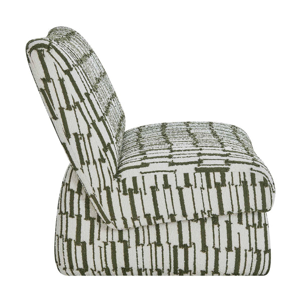 Uttermost Willa Curved Accent Chair with Moss Stripe Eyelash Fringe Upholstery