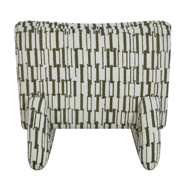 Uttermost Willa Curved Accent Chair with Moss Stripe Eyelash Fringe Upholstery
