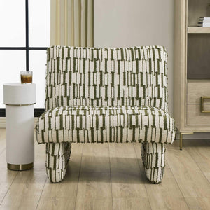 Uttermost Willa Curved Accent Chair with Moss Stripe Eyelash Fringe Upholstery