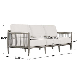 Uttermost Borneo Mahogany Frame Rope Detail Outdoor Sofa for Patio Lounging