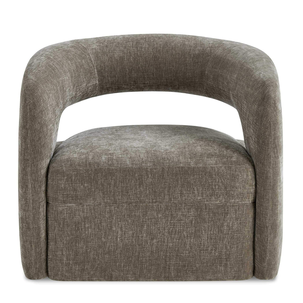 Uttermost Uttermost Breis Sculptural Barrel Swivel Chair in Crosshatched Taupe Velvet Upholstery 53087