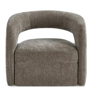 Uttermost Uttermost Breis Sculptural Barrel Swivel Chair in Crosshatched Taupe Velvet Upholstery 53087
