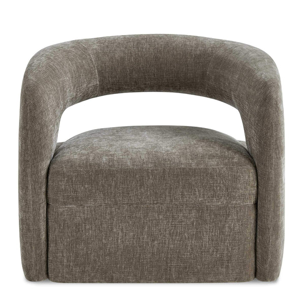 Uttermost Uttermost Breis Sculptural Barrel Swivel Chair in Crosshatched Taupe Velvet Upholstery 53087