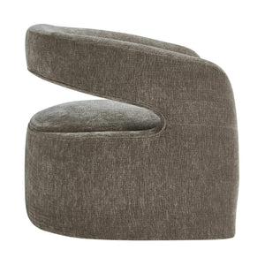 Uttermost Breis Sculptural Barrel Swivel Chair in Crosshatched Taupe Velvet Upholstery