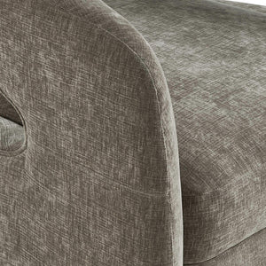 Uttermost Breis Sculptural Barrel Swivel Chair in Crosshatched Taupe Velvet Upholstery