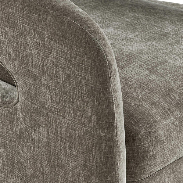 Uttermost Breis Sculptural Barrel Swivel Chair in Crosshatched Taupe Velvet Upholstery
