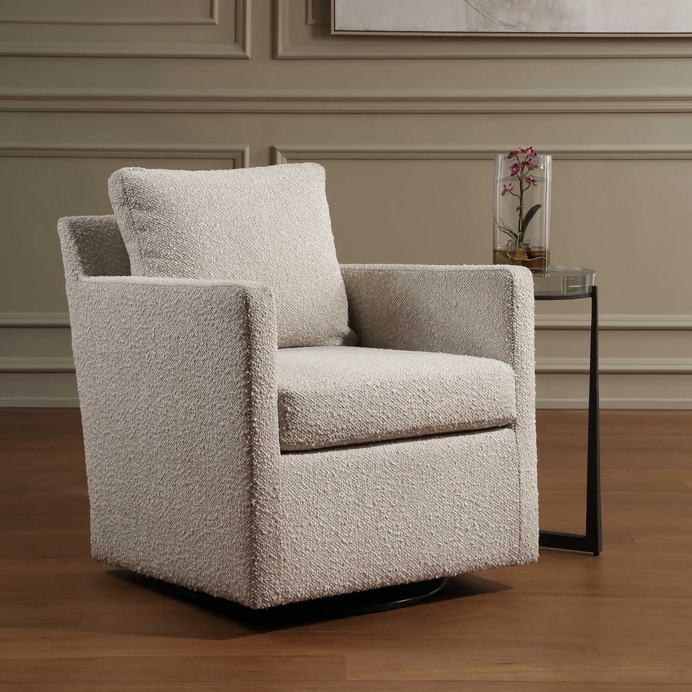 Uttermost Uttermost Tisdell Boucle Swivel Glider Accent Chair for Modern Living Rooms 53088
