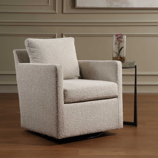 Uttermost Tisdell Boucle Swivel Glider Accent Chair for Modern Living Rooms