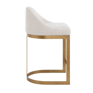 Uttermost Ira Chenille Upholstered Counter Stool with Antique Gold Iron Sled Base