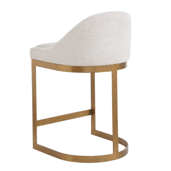 Uttermost Ira Chenille Upholstered Counter Stool with Antique Gold Iron Sled Base