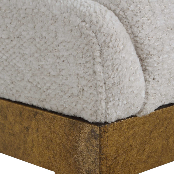 Uttermost Ira Chenille Upholstered Counter Stool with Antique Gold Iron Sled Base