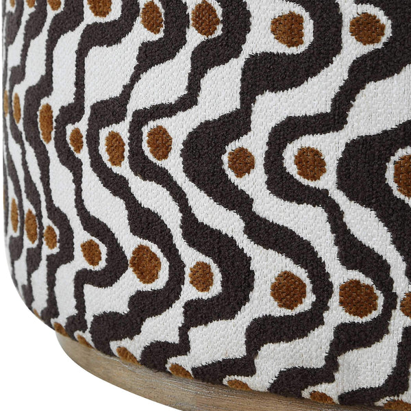 Uttermost Cas Plush Fabric Ottoman with Ceruse Wood Base for Living Room Accent