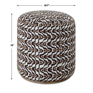 Uttermost Cas Plush Fabric Ottoman with Ceruse Wood Base for Living Room Accent
