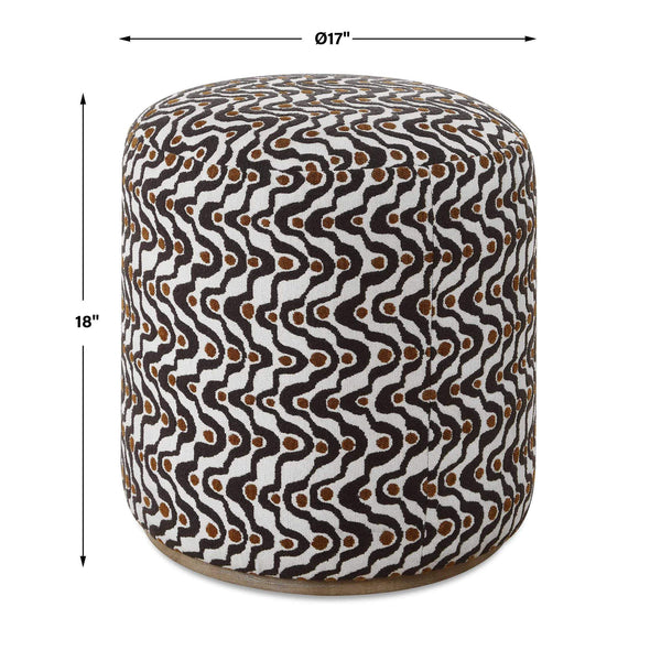 Uttermost Cas Plush Fabric Ottoman with Ceruse Wood Base for Living Room Accent