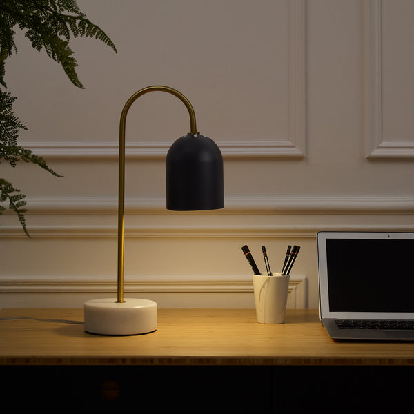 Homeroots 21" Black Iron Desk Table Lamp With Black Bell Shade Black  530918