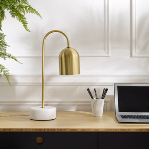 Homeroots 21" Brass Iron Desk Table Lamp With Brass Bell Shade Brass  530919