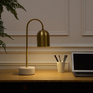 Homeroots 21" Brass Iron Desk Table Lamp With Brass Bell Shade Brass  530919