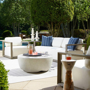 Uttermost Remsen Sculptural Outdoor Sofa with Weather-resistant Cushions for Patio Lounging