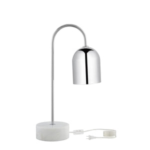 Homeroots 21" Silver Metallic Iron Desk Table Lamp With Silver Metallic Bell Shade Chrome  530920