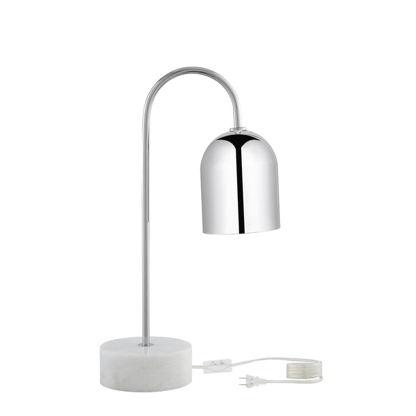 Homeroots 21" Silver Metallic Iron Desk Table Lamp With Silver Metallic Bell Shade Chrome  530920