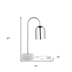 Homeroots 21" Silver Metallic Iron Desk Table Lamp With Silver Metallic Bell Shade Chrome  530920