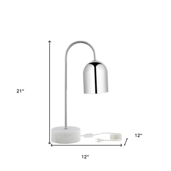 Homeroots 21" Silver Metallic Iron Desk Table Lamp With Silver Metallic Bell Shade Chrome  530920