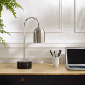 Homeroots 21" Gray Iron Desk Table Lamp With Gray Bell Shade Stainless Steel  530921