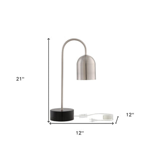 Homeroots 21" Gray Iron Desk Table Lamp With Gray Bell Shade Stainless Steel  530921