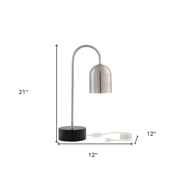 Homeroots 21" Gray Iron Desk Table Lamp With Gray Bell Shade Stainless Steel  530921