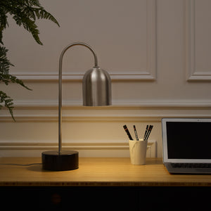 Homeroots 21" Gray Iron Desk Table Lamp With Gray Bell Shade Stainless Steel  530921