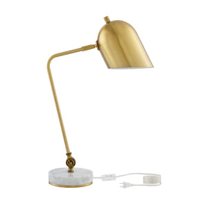 Homeroots 22" Brass Iron Desk Table Lamp With Brass Bell Shade Brass  530923