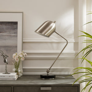 Homeroots 22" Gray Iron Desk Table Lamp With Gray Bell Shade Stainless Steel  530925