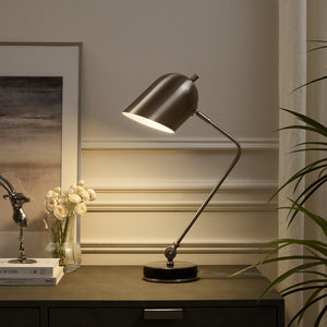 Homeroots 22" Gray Iron Desk Table Lamp With Gray Bell Shade Stainless Steel  530925