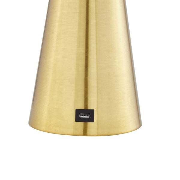 HomeRoots 24" Elegant Iron USB Table Lamp with Classic Dome Shade for Stylish Illumination and Charging Brass 530927
