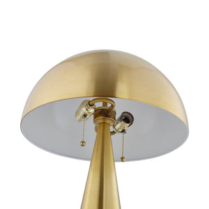 HomeRoots 24" Elegant Iron USB Table Lamp with Classic Dome Shade for Stylish Illumination and Charging Brass 530927
