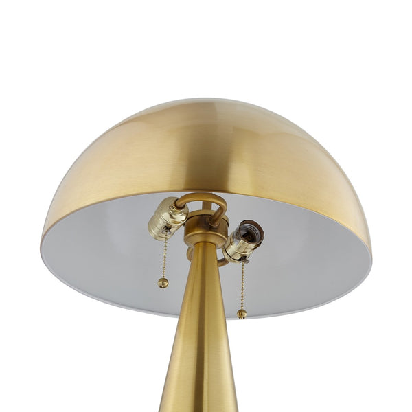 HomeRoots 24" Elegant Iron USB Table Lamp with Classic Dome Shade for Stylish Illumination and Charging Brass 530927