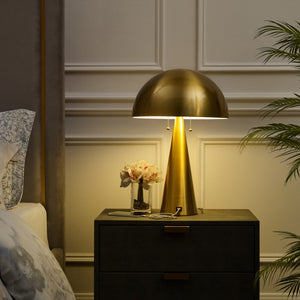 HomeRoots 24" Elegant Iron USB Table Lamp with Classic Dome Shade for Stylish Illumination and Charging Brass 530927