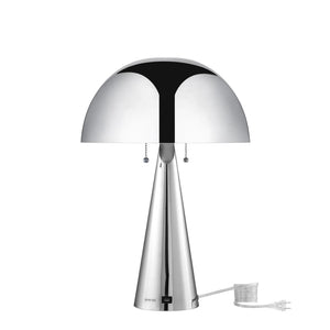 HomeRoots 24" Elegant Iron USB Table Lamp with Classic Dome Shade for Stylish Illumination and Charging Chrome 530928