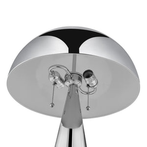 HomeRoots 24" Elegant Iron USB Table Lamp with Classic Dome Shade for Stylish Illumination and Charging Chrome 530928