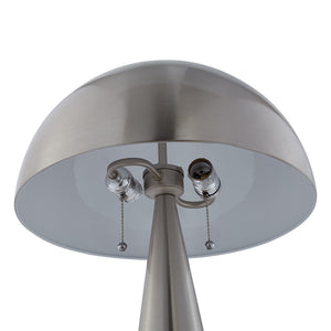 HomeRoots 24" Elegant Iron USB Table Lamp with Classic Dome Shade for Stylish Illumination and Charging Stainless Steel 530929