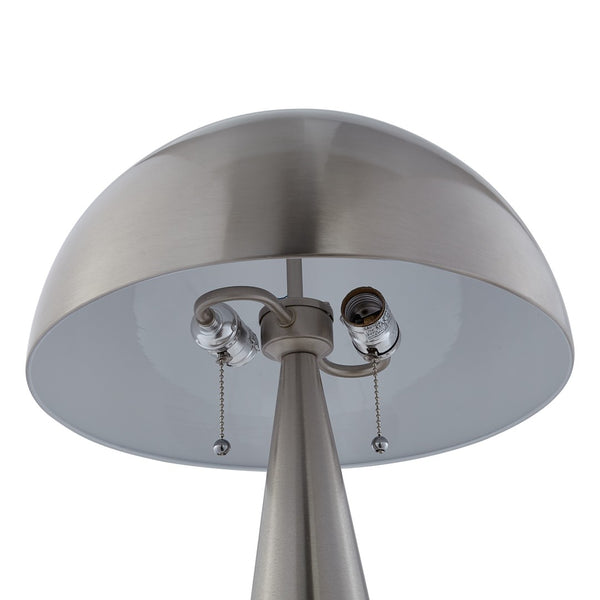 HomeRoots 24" Elegant Iron USB Table Lamp with Classic Dome Shade for Stylish Illumination and Charging Stainless Steel 530929