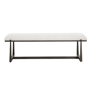 Uttermost Upholstered Accent Bench with Decorative Iron Legs for Entryway or Bedroom Seating
