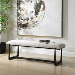 Uttermost Upholstered Accent Bench with Decorative Iron Legs for Entryway or Bedroom Seating