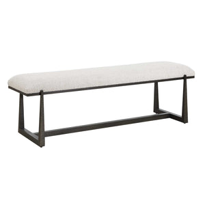 Uttermost Upholstered Accent Bench with Decorative Iron Legs for Entryway or Bedroom Seating