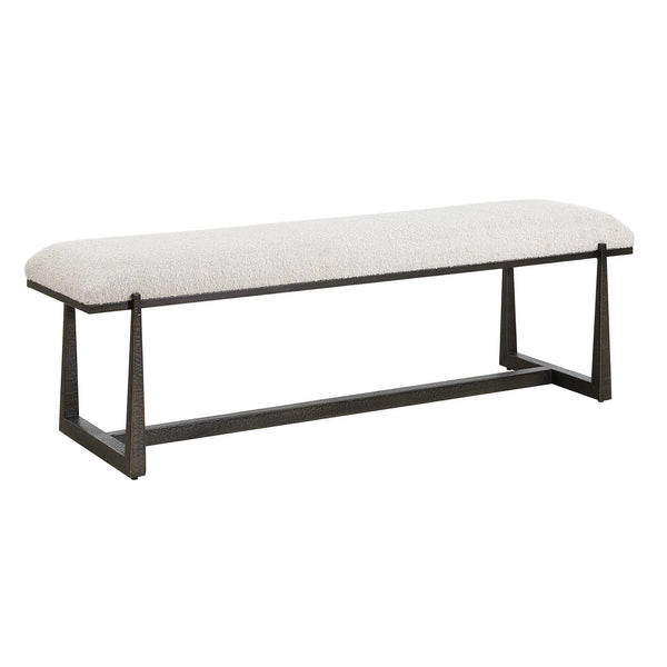 Uttermost Upholstered Accent Bench with Decorative Iron Legs for Entryway or Bedroom Seating