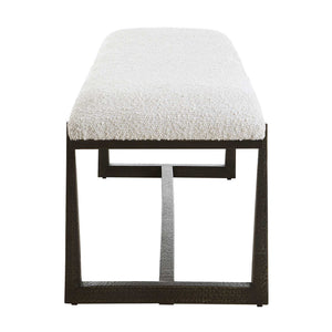 Uttermost Upholstered Accent Bench with Decorative Iron Legs for Entryway or Bedroom Seating