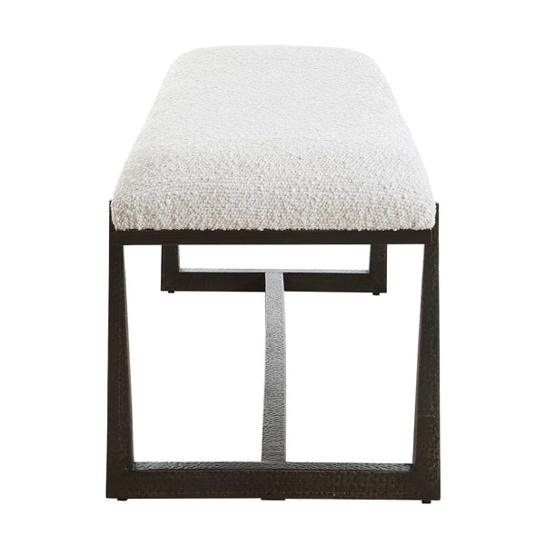 Uttermost Upholstered Accent Bench with Decorative Iron Legs for Entryway or Bedroom Seating