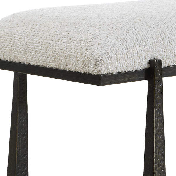 Uttermost Upholstered Accent Bench with Decorative Iron Legs for Entryway or Bedroom Seating